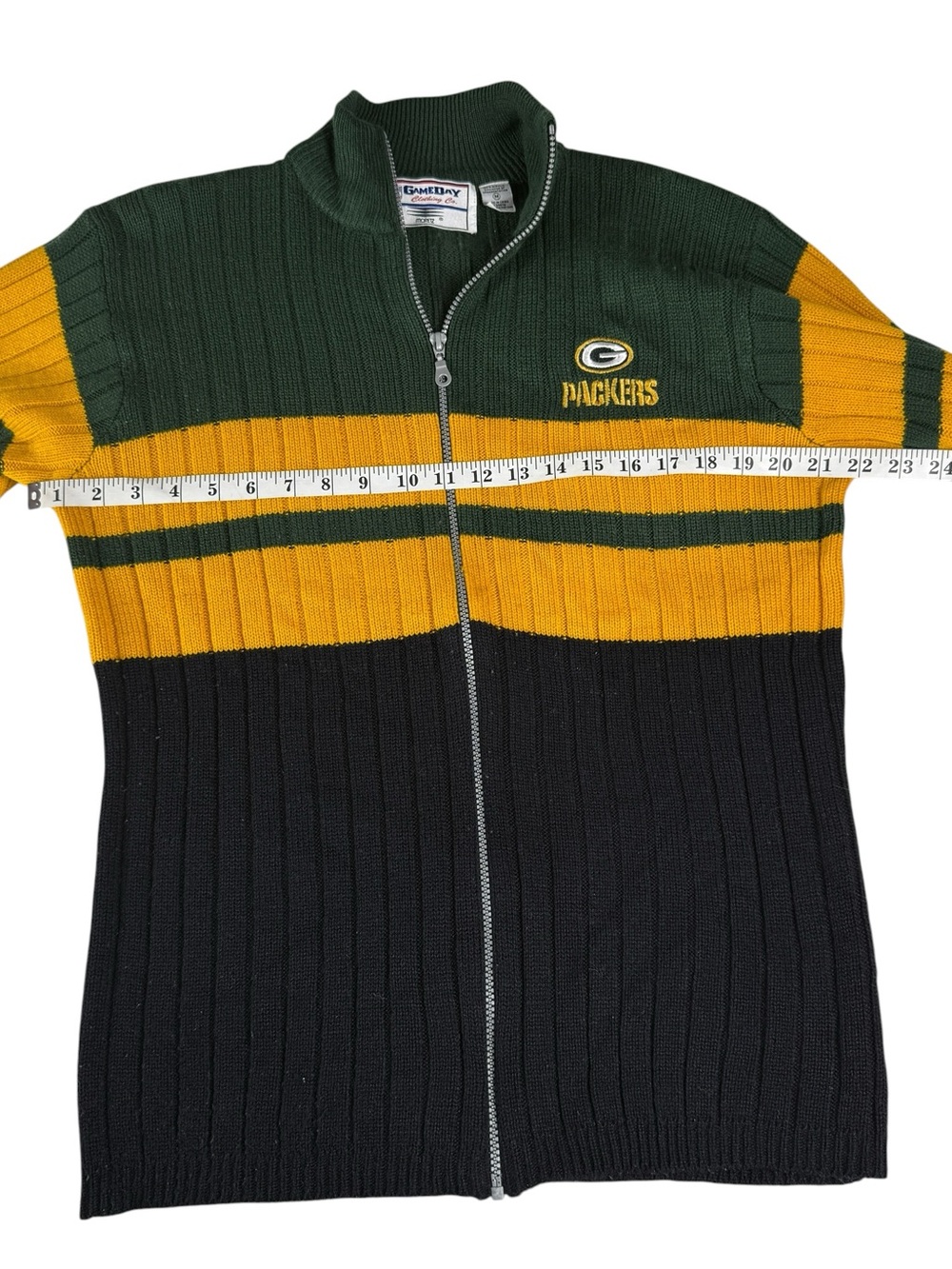 VTG 90s Green Bay Packers Knit Zip Up Cardigan Sweater NFL Full Zip Football EUC - Picture 7 of 9